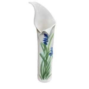 Vintage Tall Signed Hand Painted Blue Flowers Studio Art Pottery Vase
